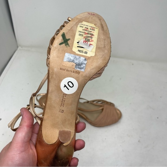 Manolo Blahnik Rose-Gold Ankle-Wrap Strappy Sandal sz 40 US 10 - Picture 5 of 10